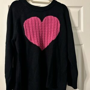Chic Black Sweater with Pink Heart Accent